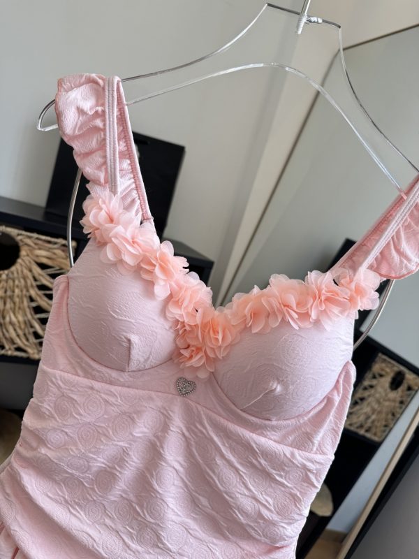 MZ001 Chanel one-piece swimsuit, pink, Size: S M L XL - Image 11