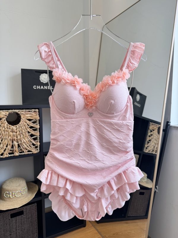 MZ001 Chanel one-piece swimsuit, pink, Size: S M L XL