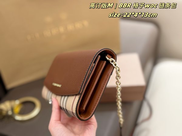 FF001 Burberry check WOC chain bag, comes with box, 20 colors Size: 22*4*13cm - Image 3