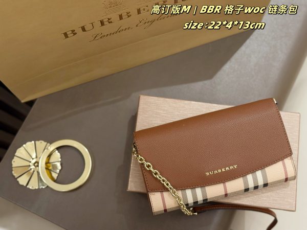 FF001 Burberry check WOC chain bag, comes with box, 20 colors Size: 22*4*13cm - Image 4