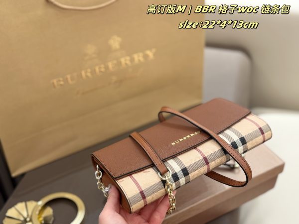 FF001 Burberry check WOC chain bag, comes with box, 20 colors Size: 22*4*13cm - Image 6