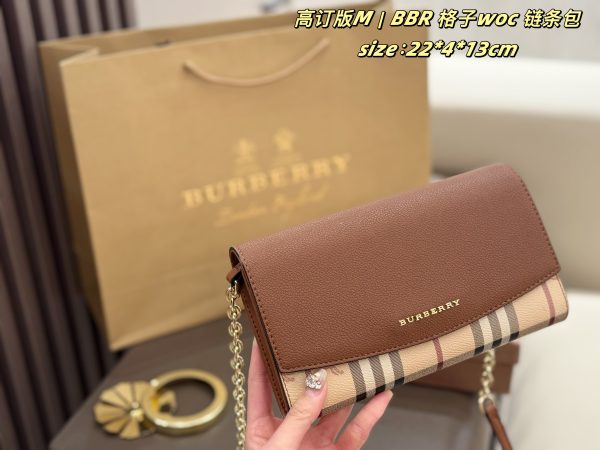 FF001 Burberry check WOC chain bag, comes with box, 20 colors Size: 22*4*13cm - Image 7