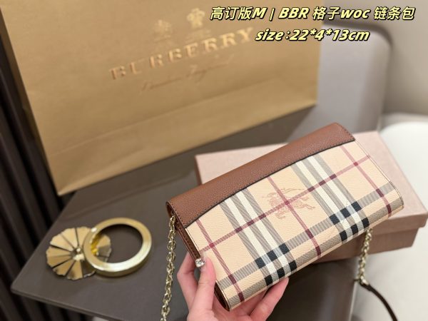 FF001 Burberry check WOC chain bag, comes with box, 20 colors Size: 22*4*13cm - Image 9