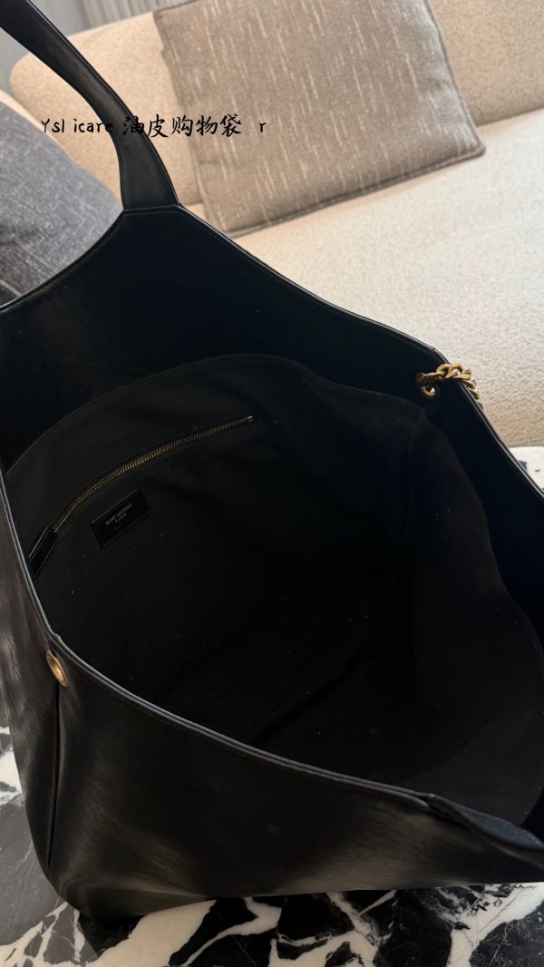 XX001 YSL Saint Laurent Cassandre Tote Bag, black oily/waxed leather, no box Size: 35cm - Image 6